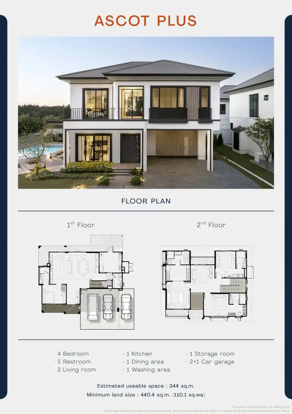4 Bedroom House for Sale at Chieftain, Pattaya, Thailand — 4-bedroom House — floor plan