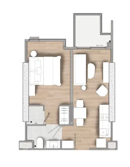 1 Bedroom Condo for Sale at Arom Jomtien, Pattaya, Thailand — 1-bedroom Condo — floor plan