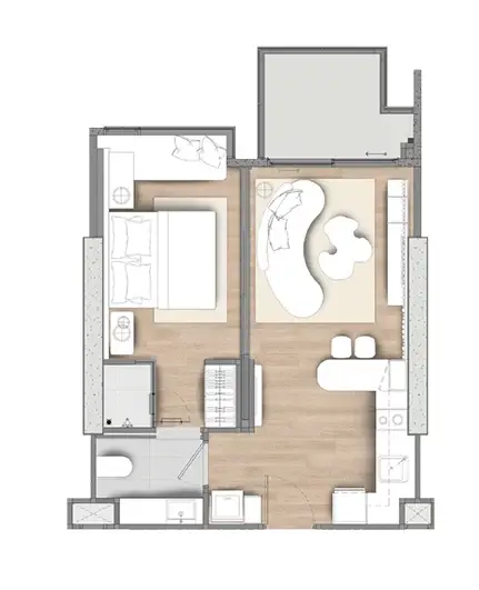 1 Bedroom Condo for Sale at Arom Jomtien, Pattaya, Thailand — 1-bedroom Condo — floor plan