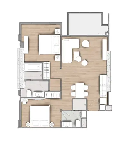 2 Bedroom Condo for Sale at Arom Jomtien, Pattaya, Thailand — 2-bedroom Condo — floor plan