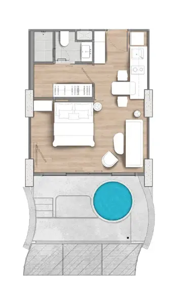 1 Bedroom Condo for Sale at Arom Jomtien, Pattaya, Thailand — 1-bedroom Condo — floor plan