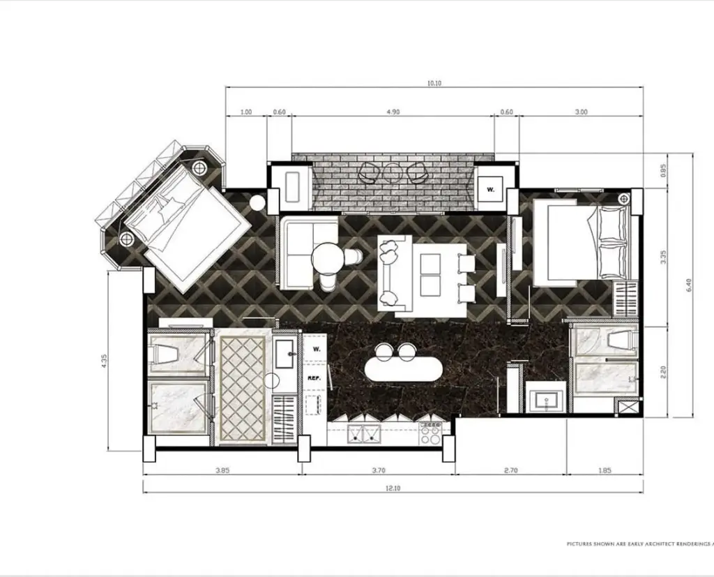2 Bedroom Condo for Sale at Espana Condo Resort, Pattaya, Thailand — 2-bedroom Condo — floor plan