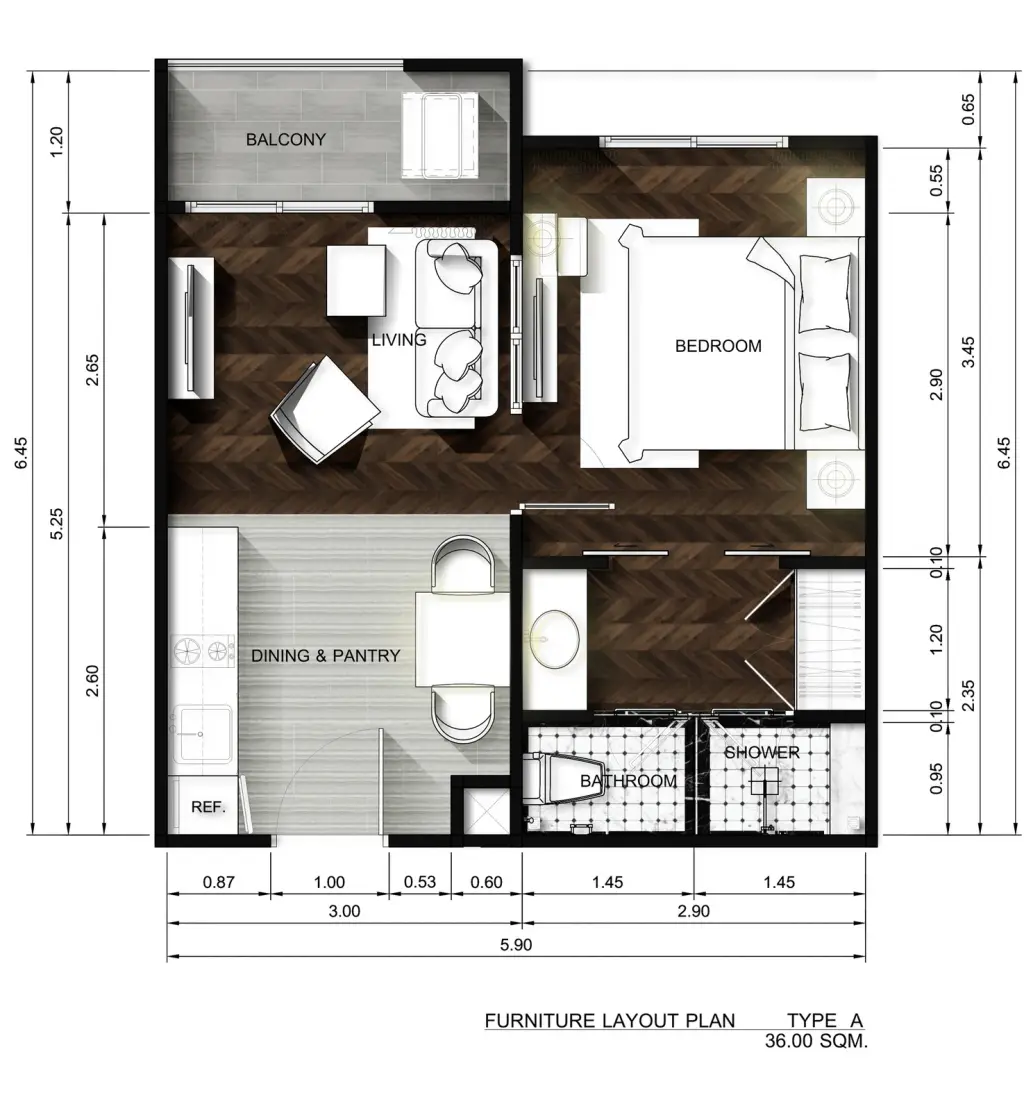 1 Bedroom Condo for Sale at Grand Florida Beachfront Condo Resort Pattaya living room with sofa, TV and balcony view