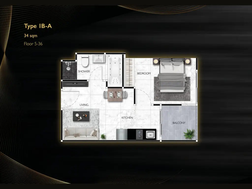 1 Bedroom Condo for Sale at Grand Solaire Noble bedroom with sea view window and marble floors