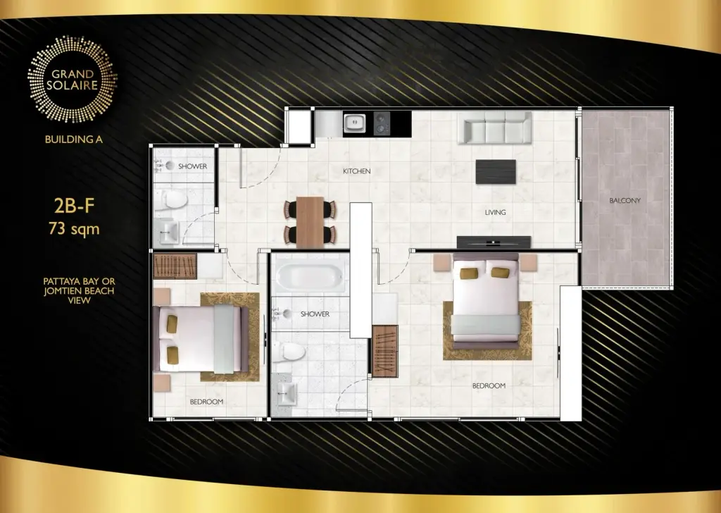 2 Bedroom Condo for Sale at Grand Solaire Pattaya aerial view of the skyscraper tower amid Pattaya cityscape and bay