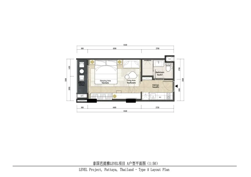 Studio Condo for Sale at Level Pratumnak, Pattaya, Thailand — Condo — floor plan