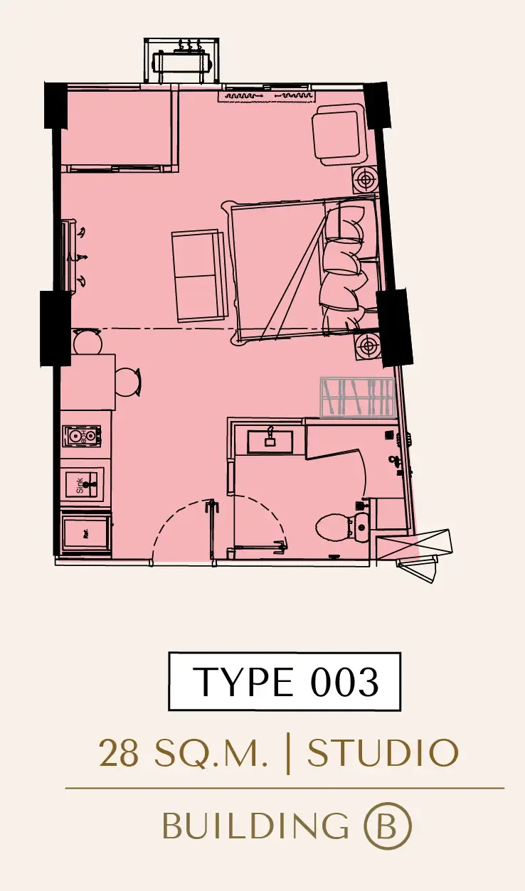 Studio Condo for Sale at Love It Wongamat Beach bedroom with king bed, balcony, and sea view