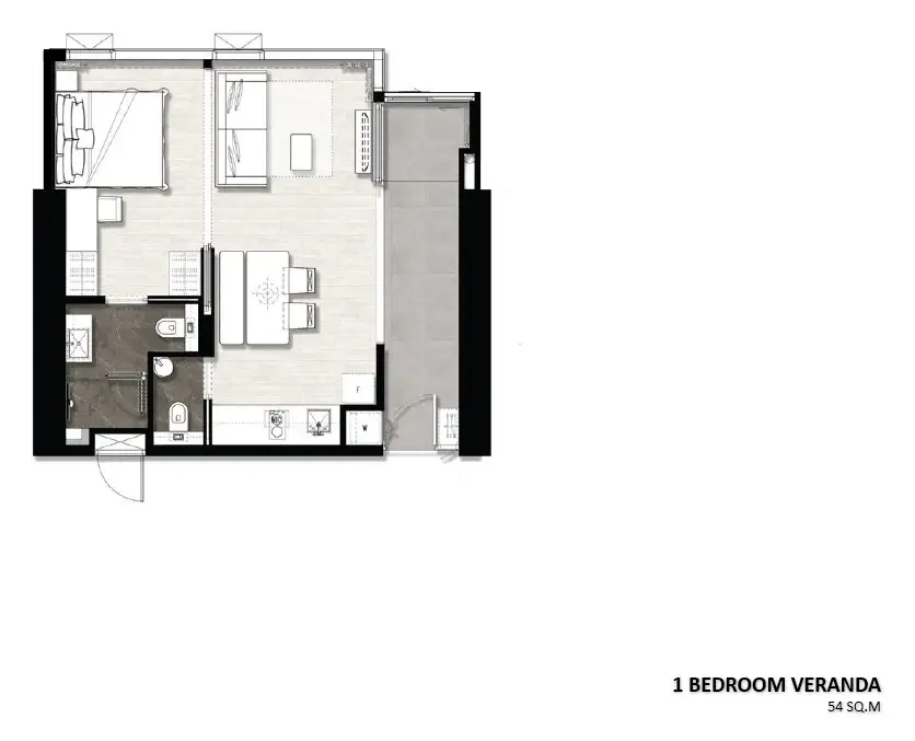 1 Bedroom Condo for Sale at Once Wongamat, Pattaya, Thailand — 1-bedroom Condo — floor plan