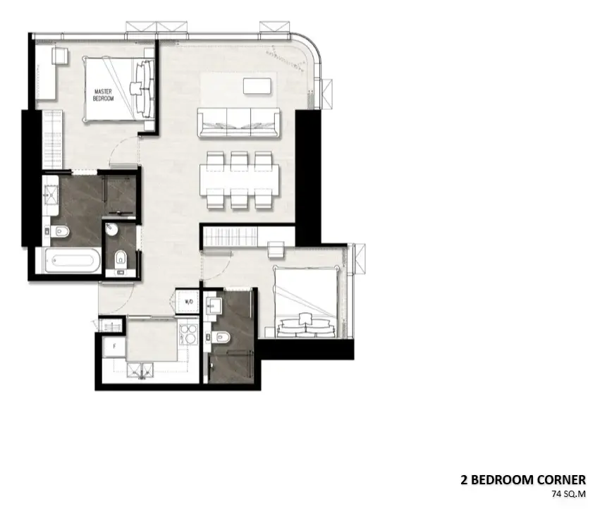 2 Bedroom Condo for Sale at Once Wongamat, Pattaya, Thailand — 2-bedroom Condo — floor plan