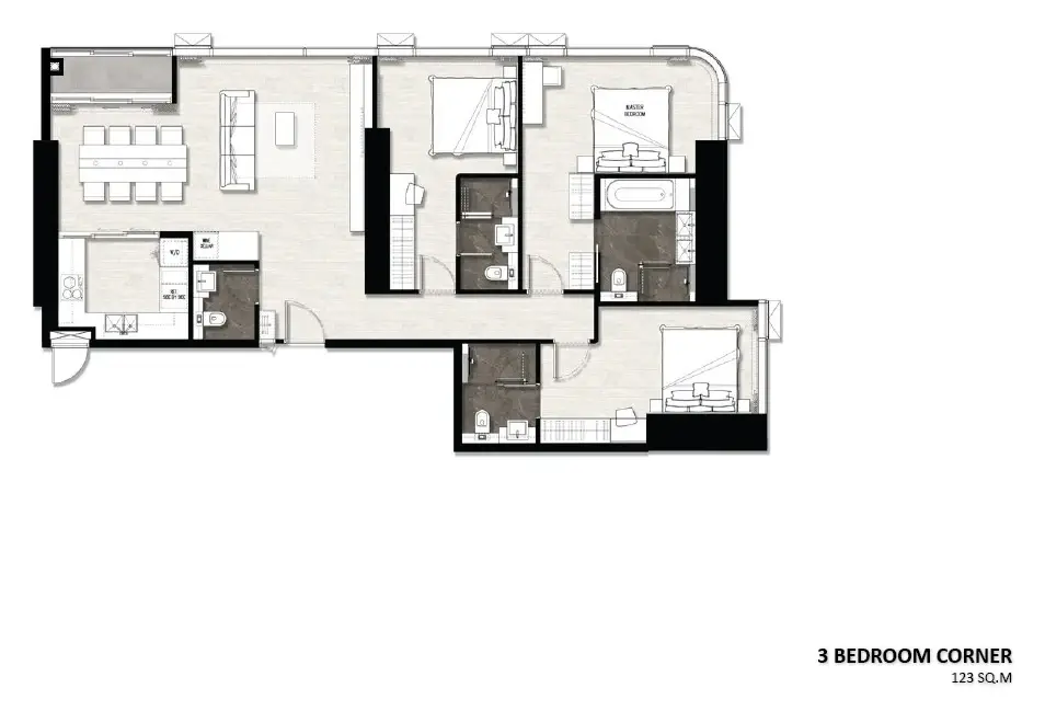 3 Bedroom Condo for Sale at Once Wongamat, Pattaya, Thailand — 3-bedroom Condo — floor plan