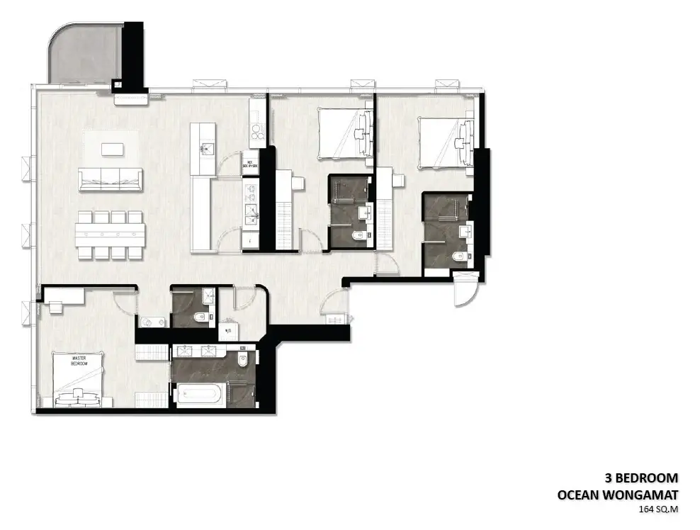 3 Bedroom Condo for Sale at Once Wongamat, Pattaya, Thailand — 3-bedroom Condo — floor plan