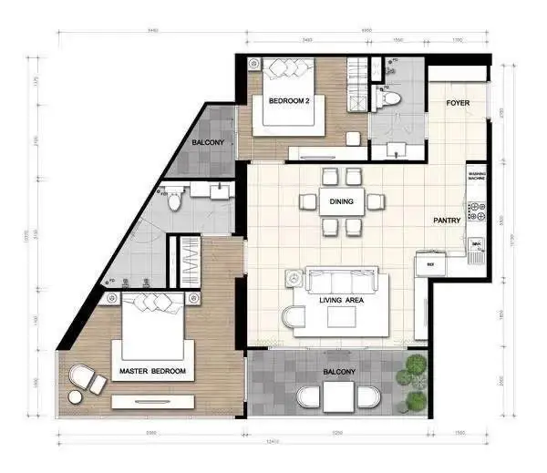 2 Bedroom Condo for Rent at Palm Wongamat bedroom with floor-to-ceiling windows and panoramic sea view