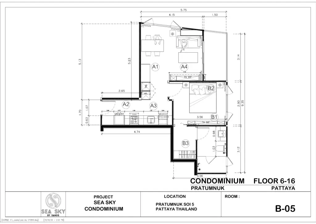 1 Bedroom Condo for Sale at Sea Sky By Sand aerial view of Pattaya coastline and city skyline
