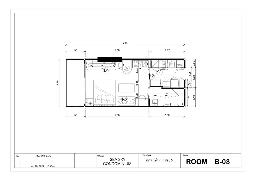 1 Bedroom Condo for Sale at Sea Sky By Sand marble dining table set with wine display cabinet and hallway doors