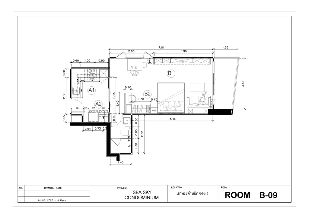 1 Bedroom Condo for Sale at Sea Sky By Sand bedroom with floor-to-ceiling windows overlooking the ocean and mountains