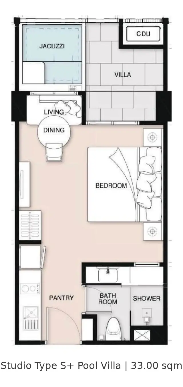 Studio Condo for Sale at Seven Seas Le Carnival, Pattaya, Thailand — Condo — floor plan