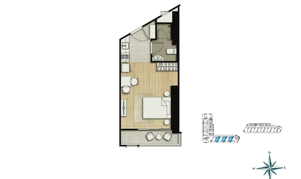 Studio Condo for Sale at SKYPARK Lucean Jomtien Pattaya, Pattaya, Thailand — Condo — floor plan