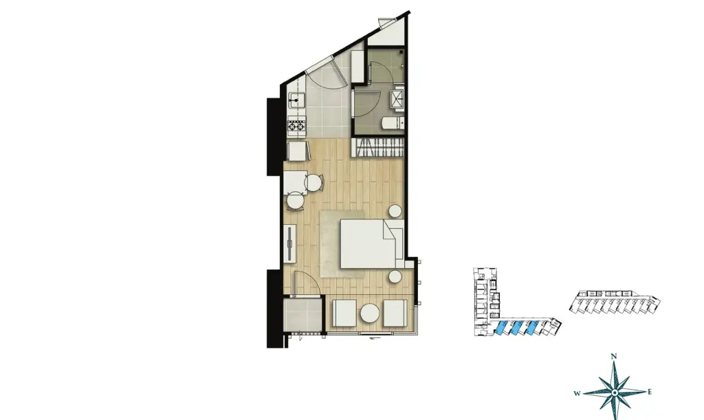 Studio Condo for Sale at SKYPARK Lucean Jomtien Pattaya, Pattaya, Thailand — Condo — floor plan