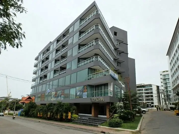 3 Bedroom Condo for Sale at Tropicana Pratumnak exterior view of multi-story condominium building with balconies
