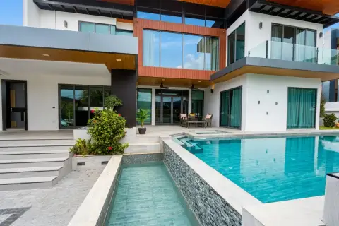 4 Bedroom House for Sale & Rent at M Mountain Village bathroom with marble sink and glass shower