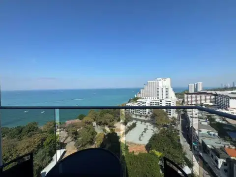 1 Bedroom Condo for Sale at Andromeda Condominium balcony view of turquoise sea and Pattaya coastline