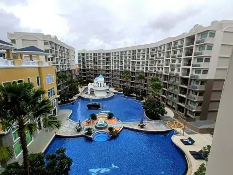 2 Bedroom Condo for Rent at Arcadia Beach Continental aerial view of resort-style lagoon swimming pool