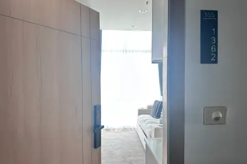 2 Bedroom Condo for Sale at The Twin Tower Jomtien Beach Pattaya unit entry door with number plate 1362 and bright living area beyond
