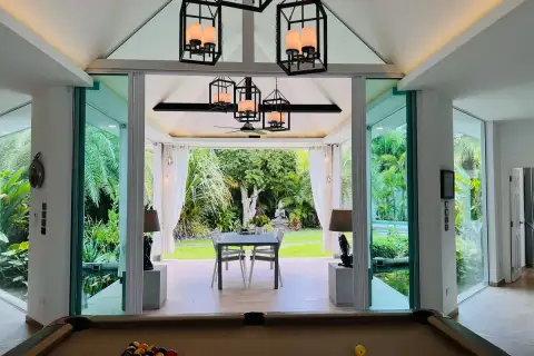 3 Bedroom House for Sale in Huai Yai indoor pool table room with view to outdoor dining pavilion