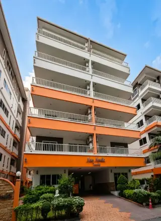 New Nordic Trend 2 multi-story condo building facade with balconies against sky