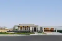 4 Bedroom House for Sale at Cascade modern exterior facade with hip roof, floor-to-ceiling windows, private pool, and covered carport in Pattaya