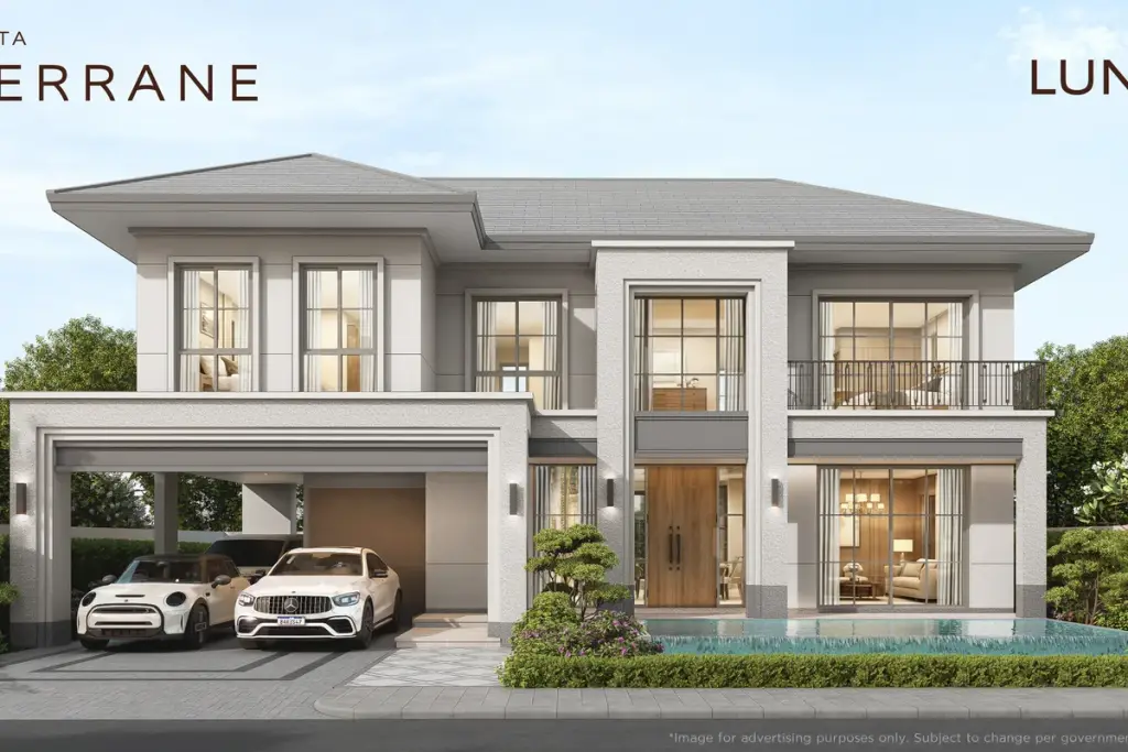 4 Bedroom House for Sale at Patta Terrane two-storey exterior with double garage, private pool and luxury landscaping