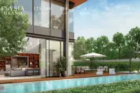 4 Bedroom House for Sale at Highbury Hill Pool Villas Pattaya private lap pool with wooden deck, outdoor lounge area, and garden views