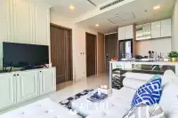 1 Bedroom Condo for Sale in Del Mare living room with sofa and TV
