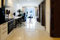 2 Bedroom Condo for Sale at Grand Avenue Residence: View from kitchen down hallway to living room and balcony.