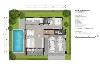3 Bedroom House for Sale at Spectra Residence 1st floor plan showing kitchen, bedroom, living area, dining, and 2-car parking