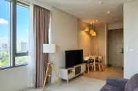 1 Bedroom Condo for Sale at Veranda Residence Pattaya open-plan living and dining area with TV unit pendant lights and city view