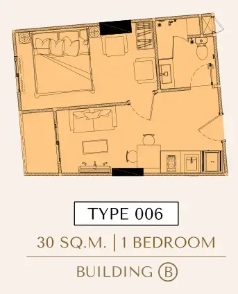 1 Bedroom Condo for Sale at Love It Wongamat Beach open-plan living and dining area with marble surfaces and sea view