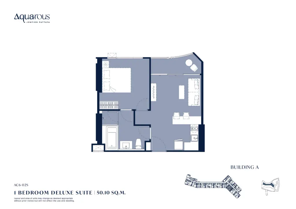 1 Bedroom Condo for Sale at Aquarous Jomtien Pattaya flat-screen TV on marble console with wood paneling