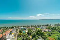 2 Bedroom Condo for Sale at Grand Condotel bird's-eye view of Pattaya beachfront neighbourhood with islands on the horizon