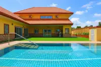 4 Bedroom House for Sale & Rent at Miami Villas large private swimming pool with steel handrail and red-tiled roof exterior