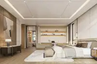 4 Bedroom House for Sale at Patta Riverine open-plan living and dining area with warm cove lighting and wooden accent wall