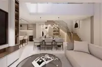 4 Bedroom House for Sale at Areeya Villa spacious living and dining area with glass staircase and marble flooring