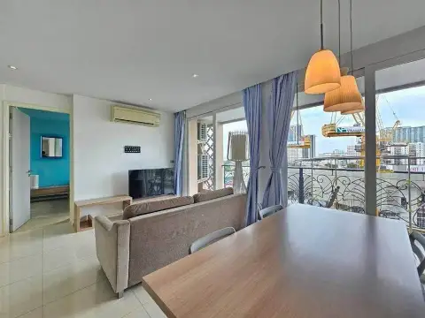 2 Bedroom Condo for Sale at Atlantis Condo Resort dining area with pendant lights and view into bathroom and living room