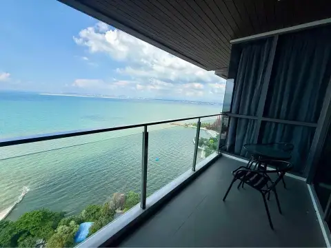 2 Bedroom Condo for Rent at Baan Plai Haad private balcony with seating and panoramic sea view