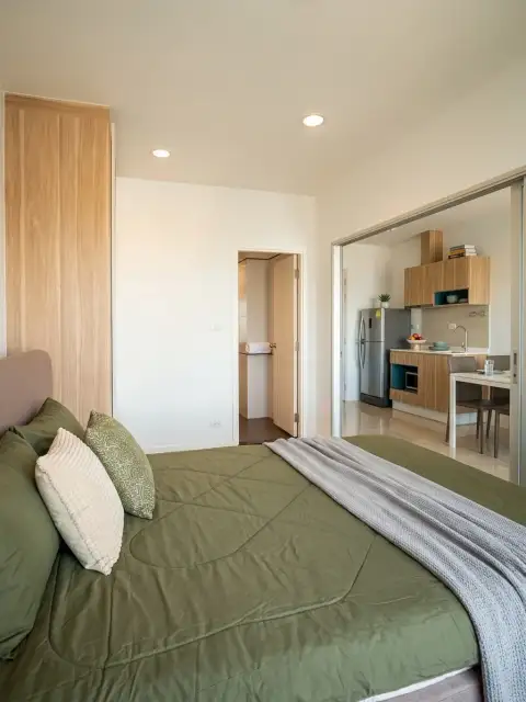 1 Bedroom Condo for Sale at Centric Sea bedroom view toward kitchen and dining area