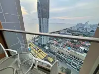 1 Bedroom Condo for Rent at Copacabana Beach Jomtien balcony view of sea, coastline and high-rise skyline
