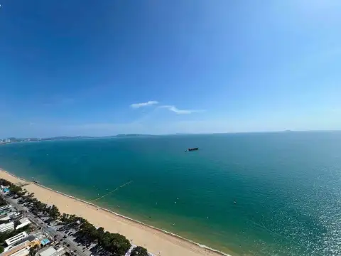 2 Bedroom Condo for Sale at Copacabana Beach Jomtien aerial view of Jomtien beach and turquoise sea