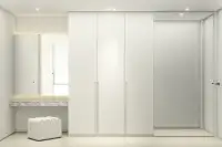 2 Bedroom Condo for Sale at Secret Garden Condominium, dressing area with built-in wardrobe and vanity with mirror.