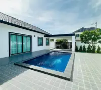 3 Bedroom House for Sale in East Pattaya modern single-story home with private swimming pool and tiled patio