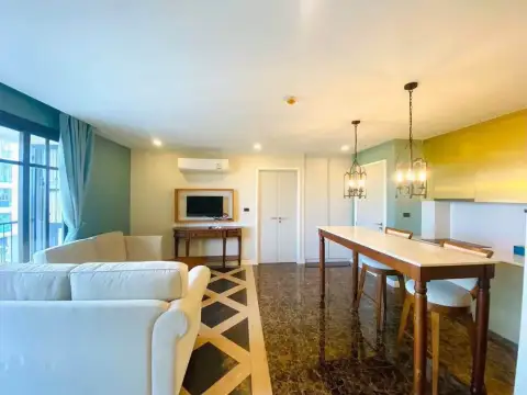 2 Bedroom Condo for Rent at Espana Condo Resort open-plan living and dining area with kitchen counter